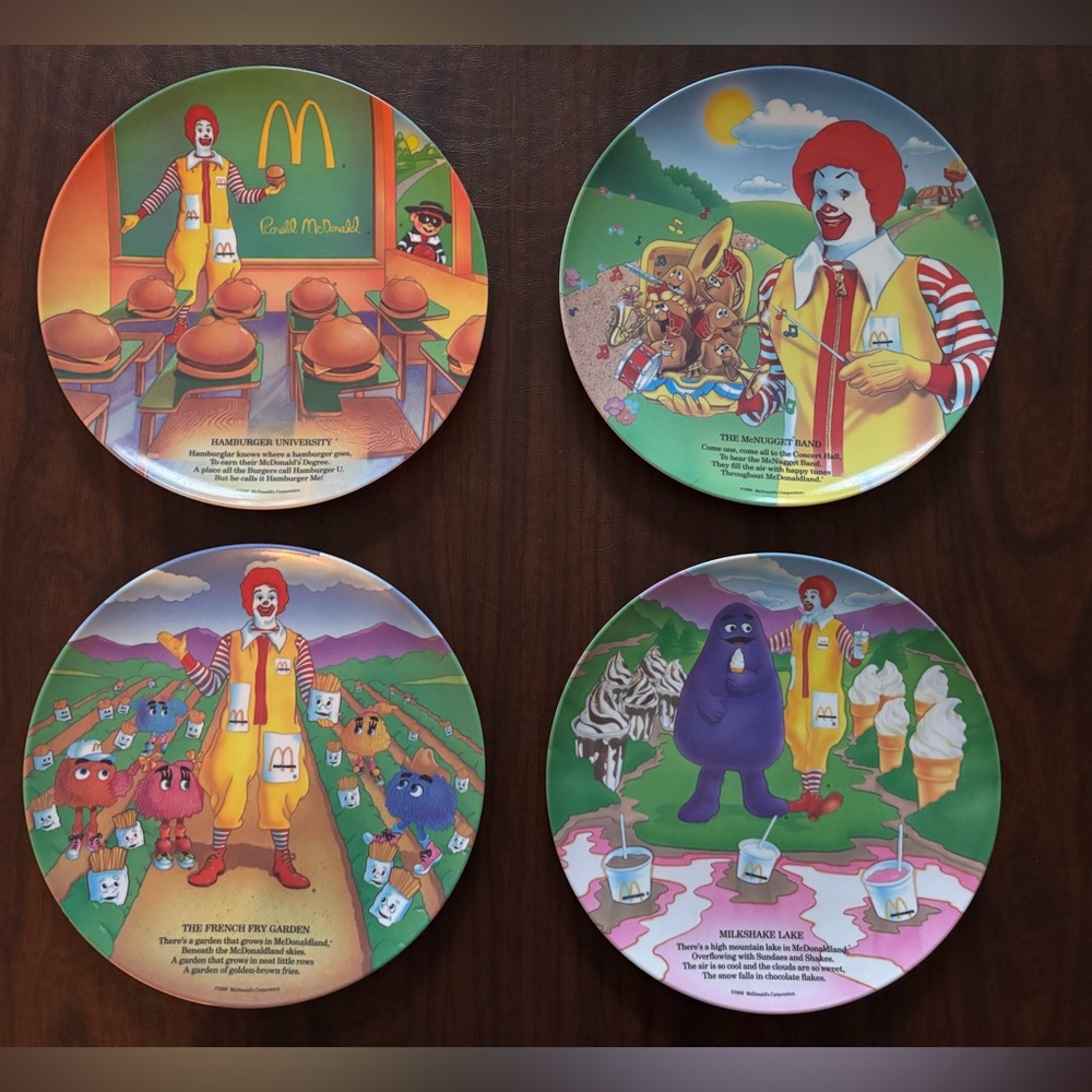 Vintage 1989 McDonald's Character Plate Set